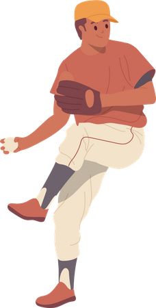 Jogador de beisebol vestindo uniforme e passando bola  Illustration