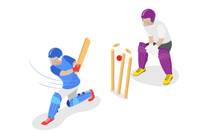 Jogador de críquete jogando campeonato de críquete  Ilustração