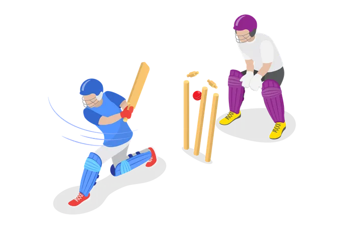 Jogador de críquete jogando campeonato de críquete  Ilustração