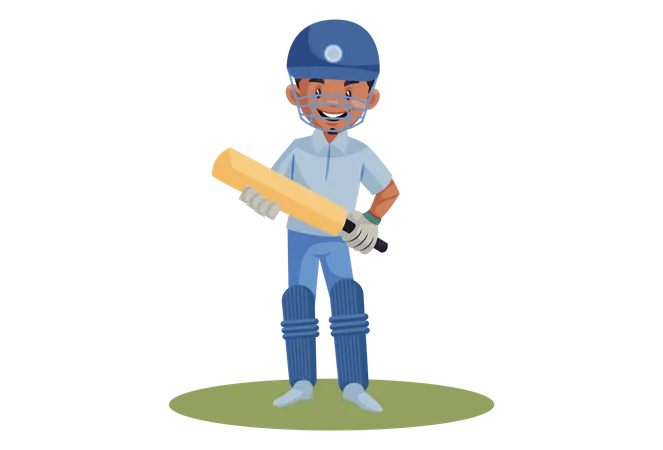 Jogador de críquete sorrindo  Ilustração