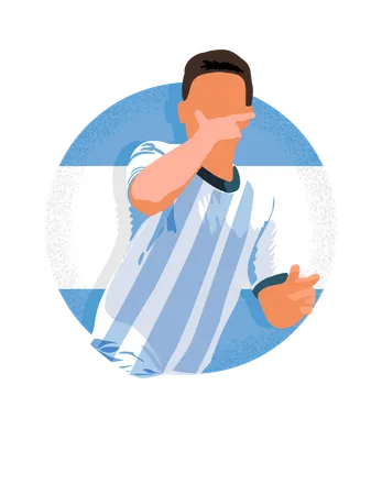 Jogador de futebol argentino comemorando  Ilustração