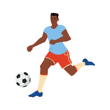 Jogador de futebol batendo bola  Ilustração