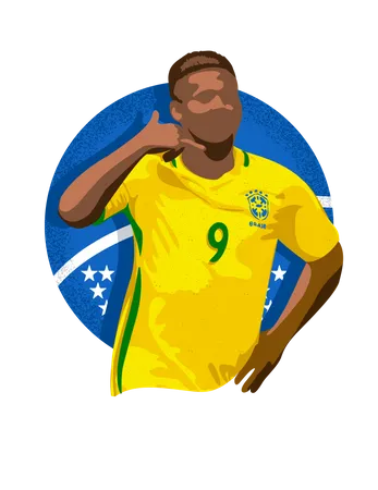 Jogador de futebol brasileiro comemorando  Ilustração
