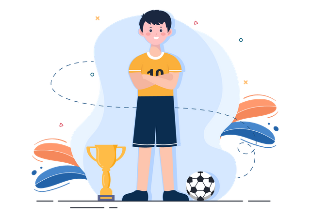 Jogador de futebol campeão  Ilustração