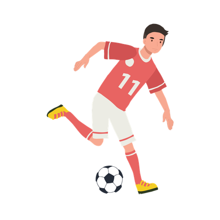 Jogador de futebol chutando bola  Ilustração