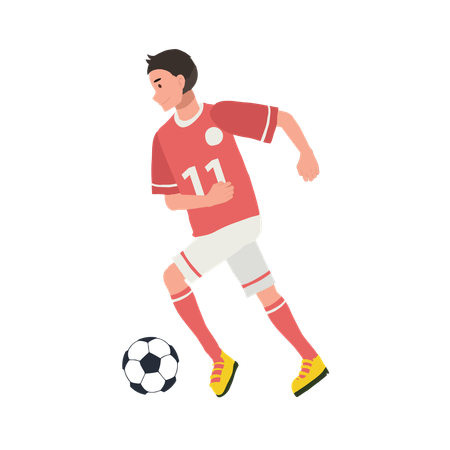 Jogador de futebol chutando bola  Ilustração