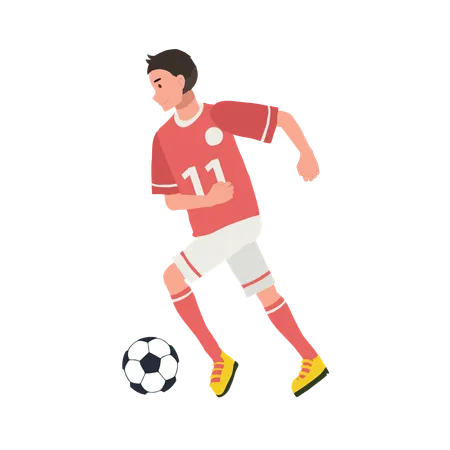 Jogador de futebol chutando bola  Ilustração