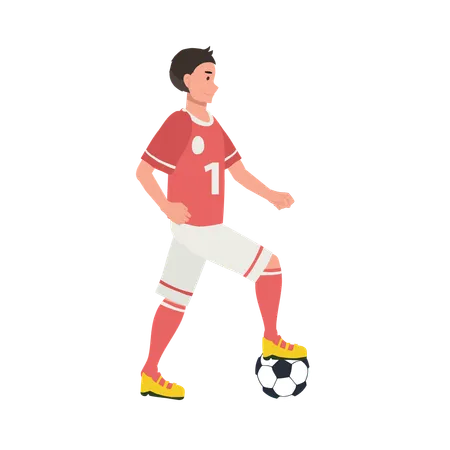 Jogador de futebol chutando bola  Ilustração