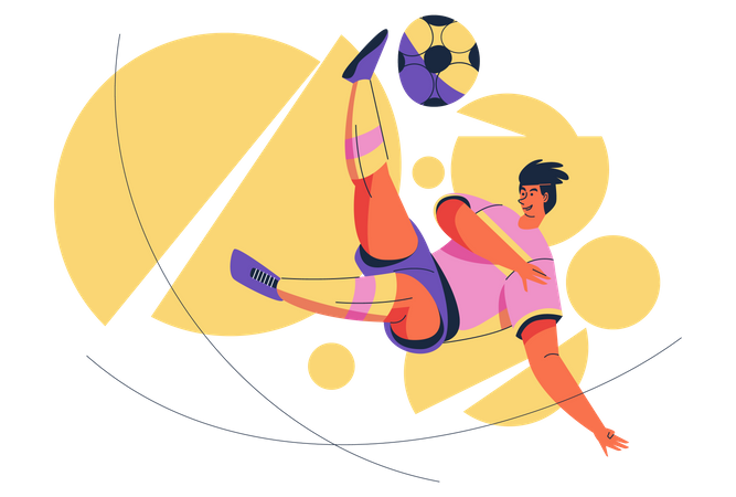 Jogador de futebol chutando bola  Ilustração