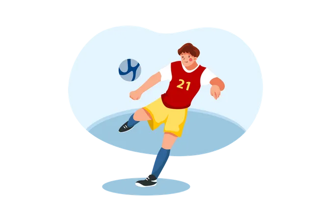 Jogador de futebol chutando futebol  Ilustração