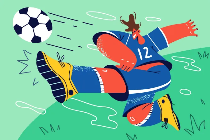 Jogador de futebol chuta futebol  Ilustração