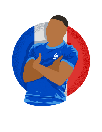 Jogador de futebol francês comemorando  Ilustração