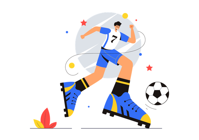 Jogador de futebol jogando partida de futebol  Ilustração