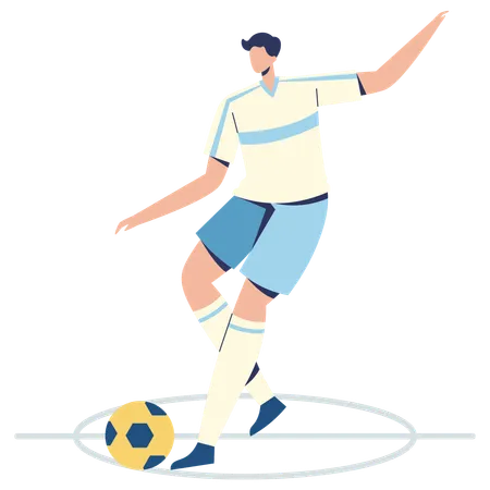 Jogador de futebol masculino fazendo cobrança de falta  Ilustração