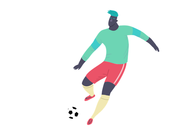 Jogador de futebol profissional jogando na partida  Ilustração