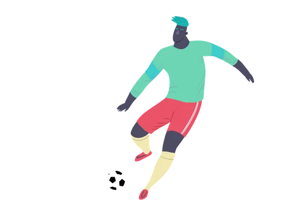 Jogador de futebol profissional jogando na partida  Ilustração