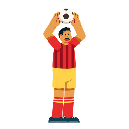 Jogador de futebol segurando futebol  Ilustração