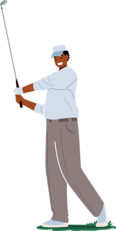 Jogador de golfe masculino acertando tiro longo  Ilustração