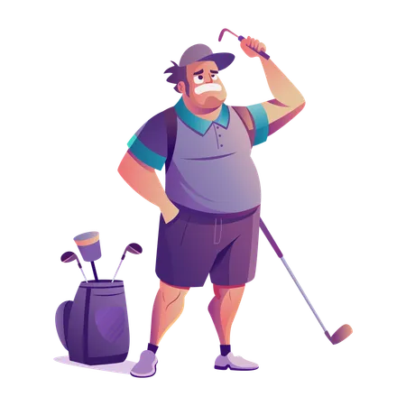 Jogador de golfe sênior jogando golfe  Ilustração