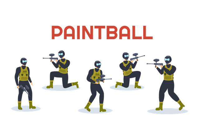 Jogador de esportes de paintball  Ilustração