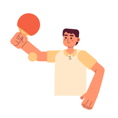 Jogador de pingue-pongue batendo bola com remo  Ilustração