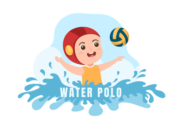Jogador de esporte de pólo aquático jogando  Ilustração