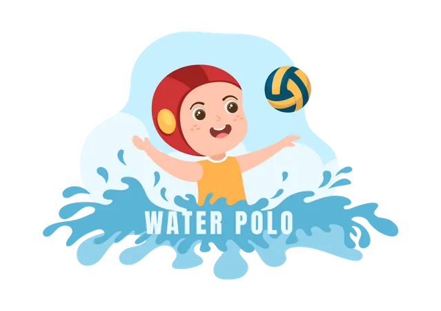 Jogador de esporte de pólo aquático jogando  Ilustração