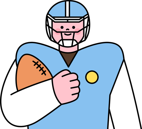 Jogador de rugby segurando uma bola de rugby  Ilustração