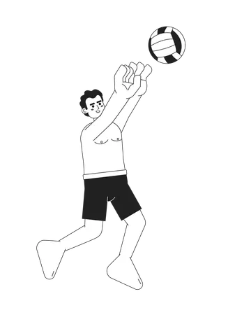 Jogador de vôlei masculino aumentando  Ilustração