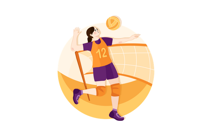 Jogador de voleibol quebrando bola  Ilustração