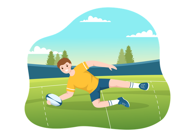 Jogador de esportes jogando futebol americano  Ilustração