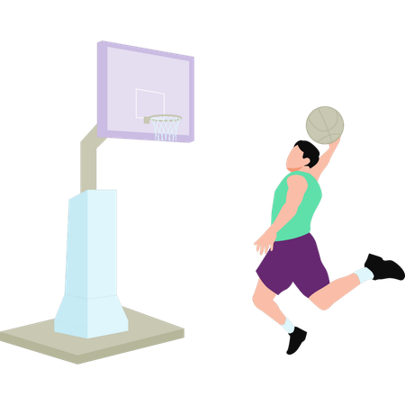 O jogador está jogando basquete  Ilustração