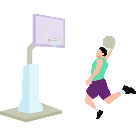 O jogador está jogando basquete  Ilustração