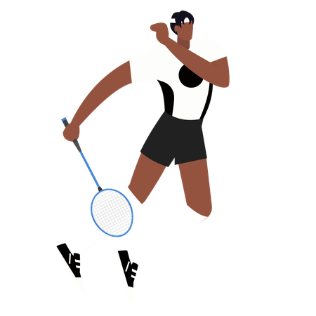 Jogador jogando badminton  Ilustração