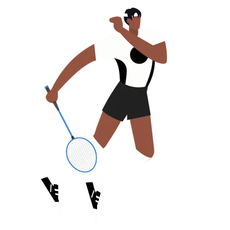 Jogador jogando badminton  Ilustração