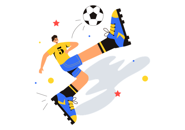 Jogador praticando futebol  Ilustração