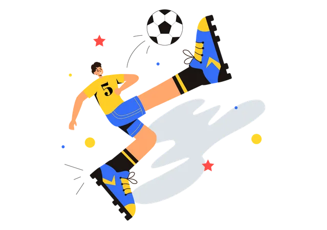 Jogador praticando futebol  Ilustração