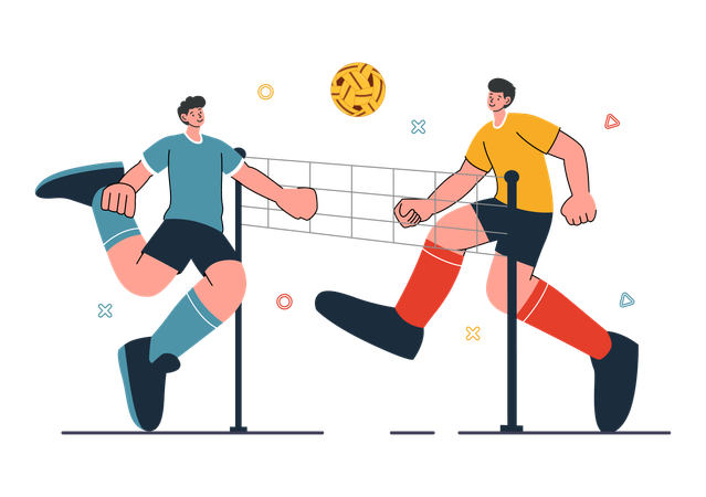 Jogador jogando Sepak Takraw  Ilustração