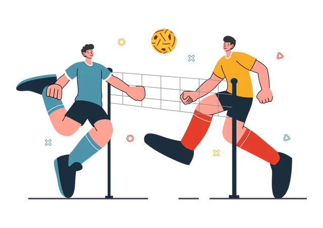 Jogador jogando Sepak Takraw  Ilustração