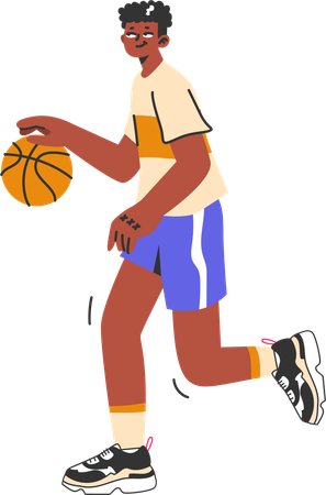 Jogador masculino jogando basquete  Ilustração