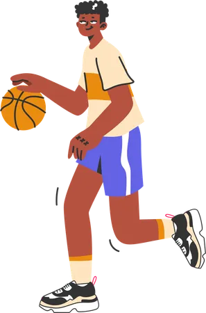 Jogador masculino jogando basquete  Ilustração