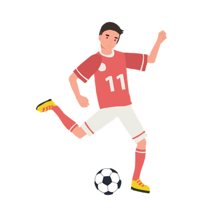 Jogador masculino jogando futebol  Ilustração