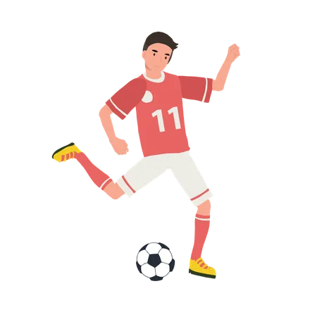 Jogador masculino jogando futebol  Ilustração