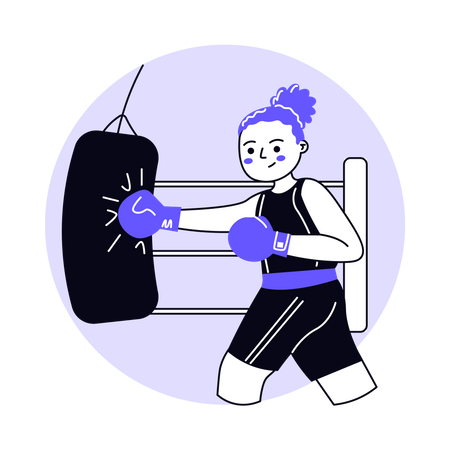 Jogadora de boxe feminino  Ilustração
