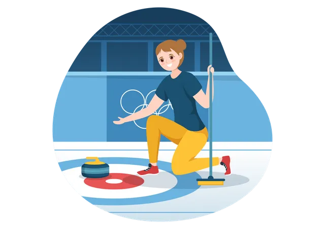 Jogadora de Curling  Ilustração