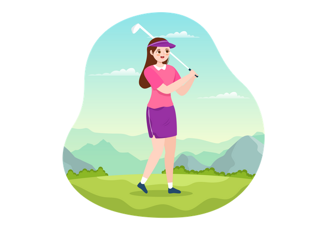 Jogadora de golfe feminina  Ilustração