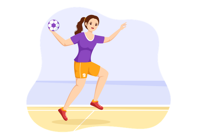 Jogadora de handebol feminino  Ilustração