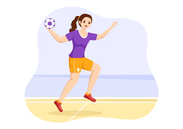 Jogadora de handebol feminino  Ilustração