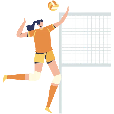 Jogadora de voleibol de salto Saque  Ilustração