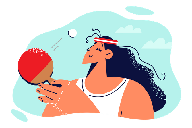 Jogadora de tênis de mesa feminina  Ilustração